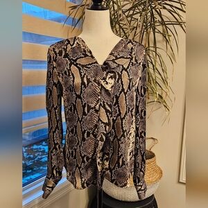 Jones New York Satiny Snake Print Blouse
